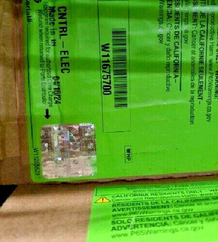 New Genuine OEM W11675700 Whirlpool Electronic Control Board