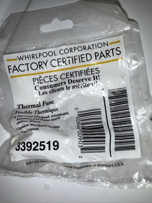 New Genuine OEM 3392519, Dryer Thermal Fuse fits Roper, Kenmore, Whirlpool